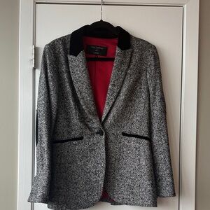 Pink Tartan Women's Black and Gray Blazer